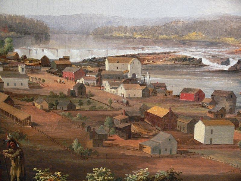 John Mix Stanley Detail from Oregon City on the Willamette River oil painting image